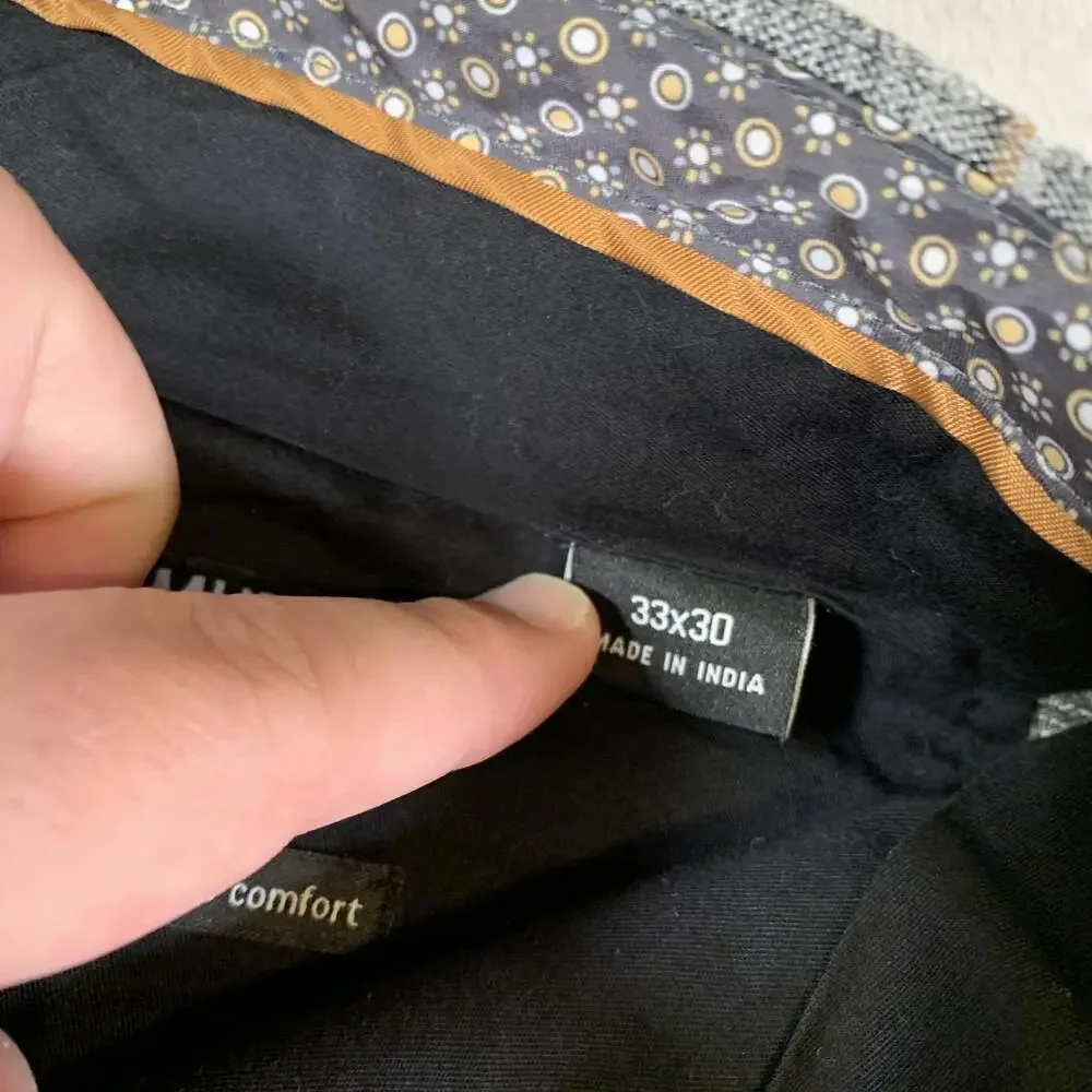 Murano Pants Mens 33x30 Gray Plaid Evan Fit Modern Comfort Flat‎ Front Dress - Picture 9 of 14